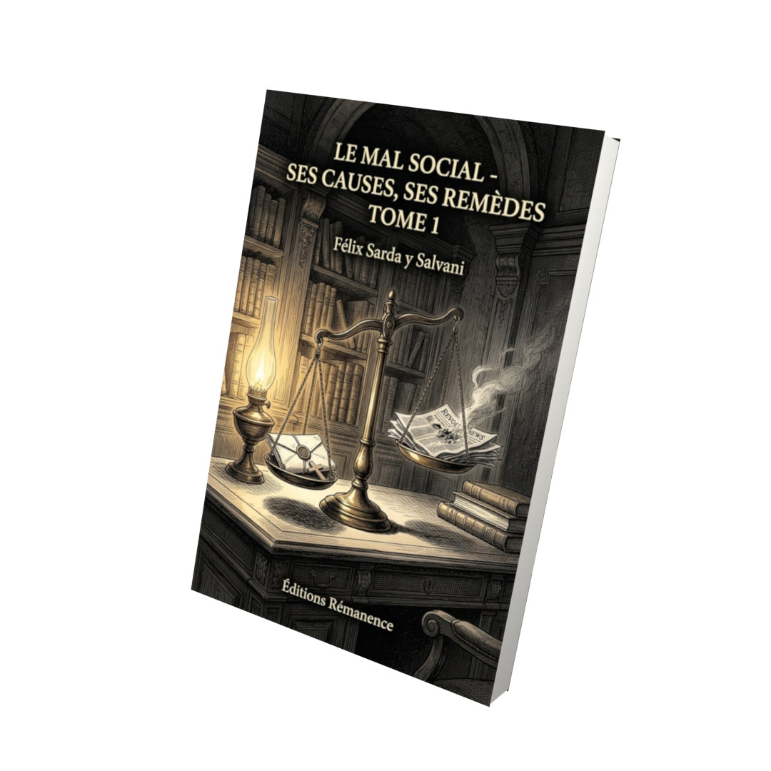 Livre Le mal social - ses causes, ses remèdes Tome 1 - Félix Sarda y Salvani - Editions Remanence