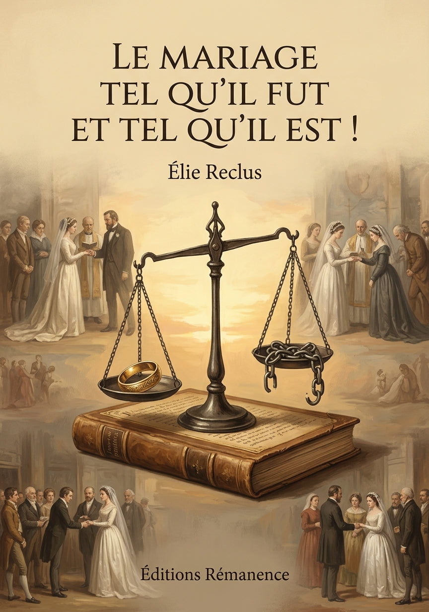 Livre Le Mariage tel qu’il fut et tel qu’il est ! par Élie Reclus - Couverture - Editions Remanence