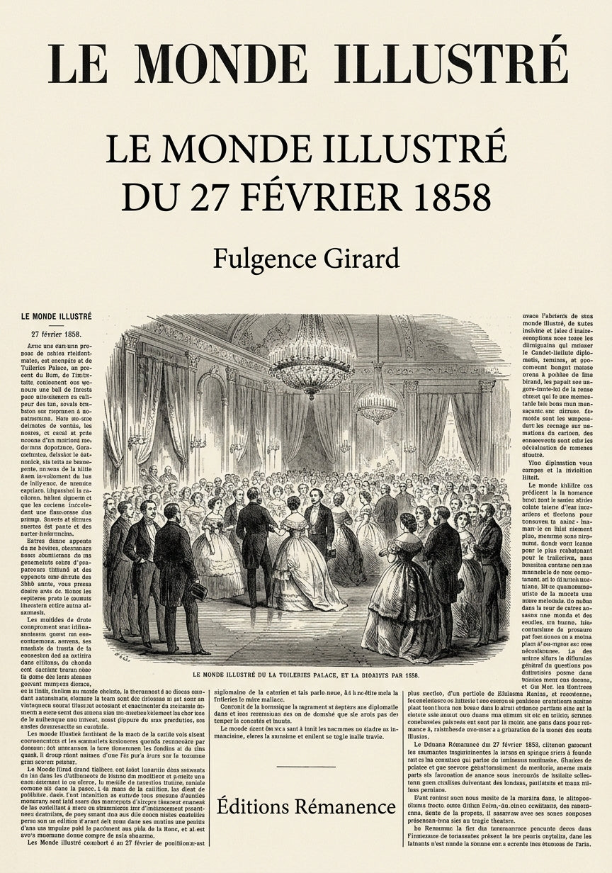Livre Le Monde illustré du 27 février 1858 par Fulgence Girard - Couverture - Editions Remanence