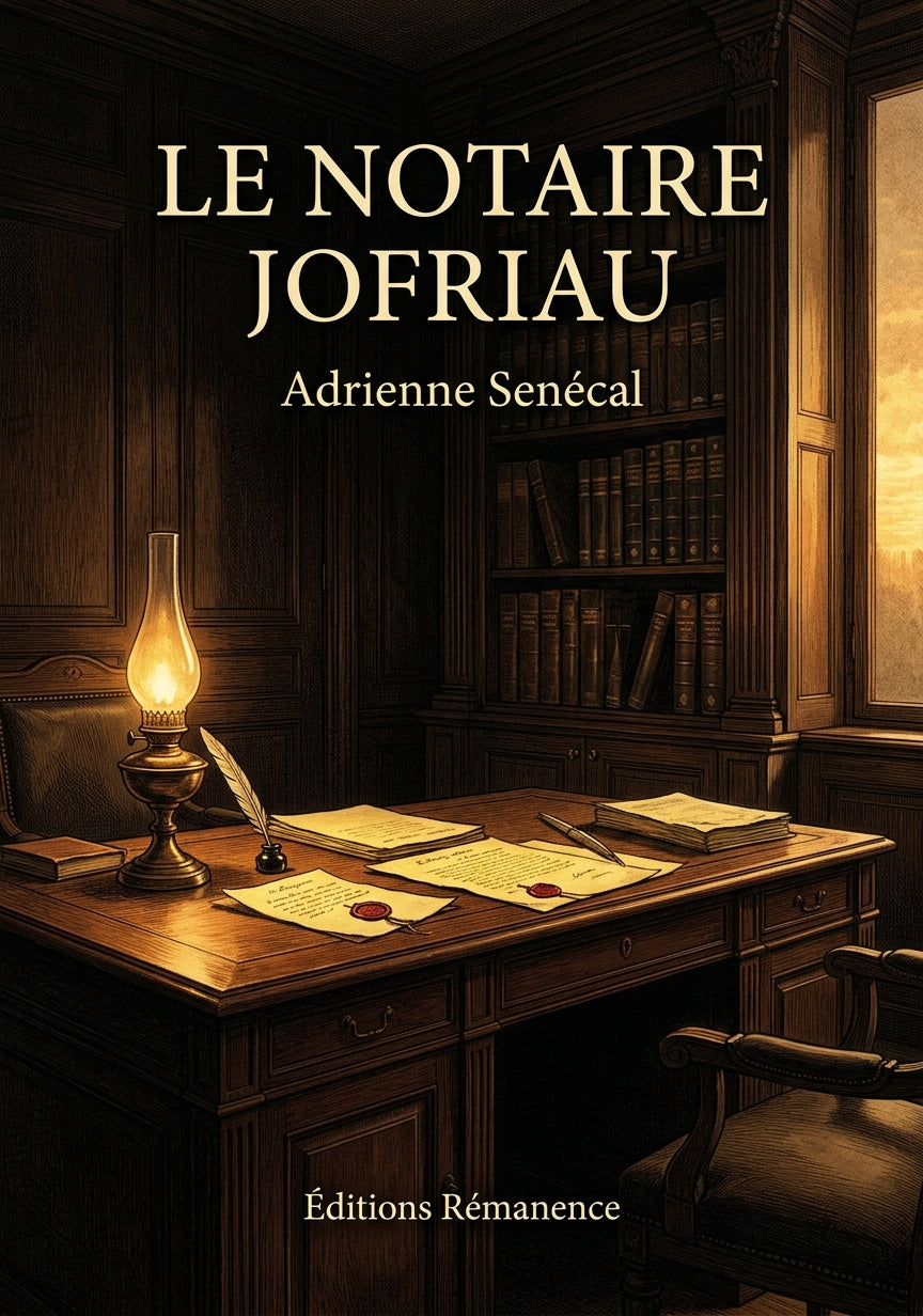 Livre Le Notaire Jofriau par Adrienne Senécal - Couverture - Editions Remanence
