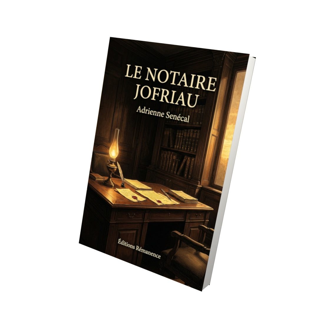 Livre Le Notaire Jofriau par Adrienne Senécal - Vue 3D - Editions Remanence