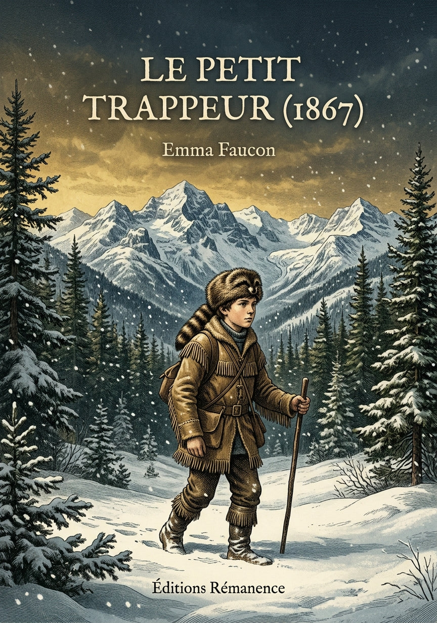 Livre Le petit trappeur (1867) par Emma Faucon - Couverture - Editions Remanence