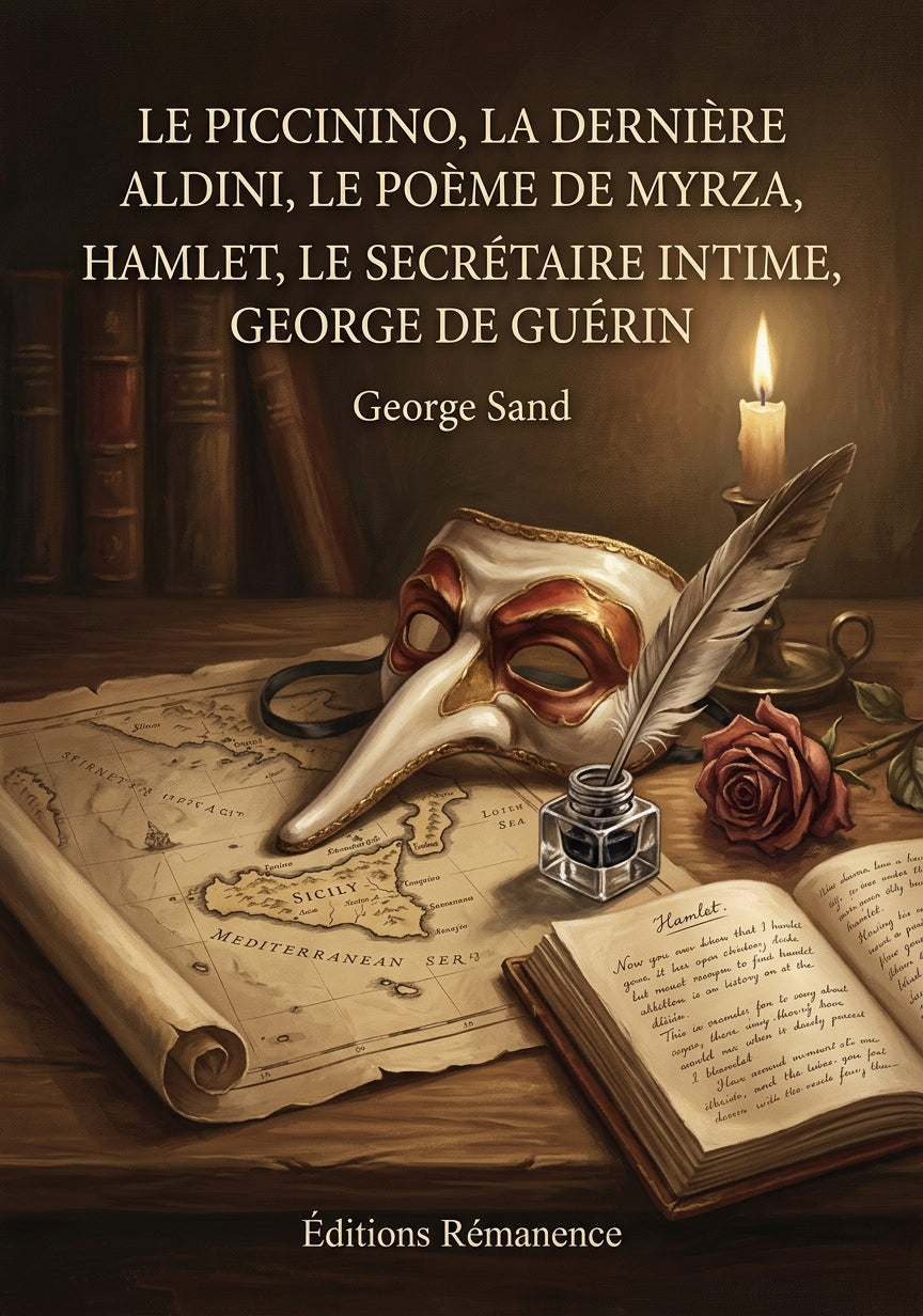 Livre Le Piccinino, La dernière Aldini, Le Poème de Myrza, Simon, Hamlet, Le Secrétaire intime, George de Guérin par George Sand - Couverture - Editions Remanence