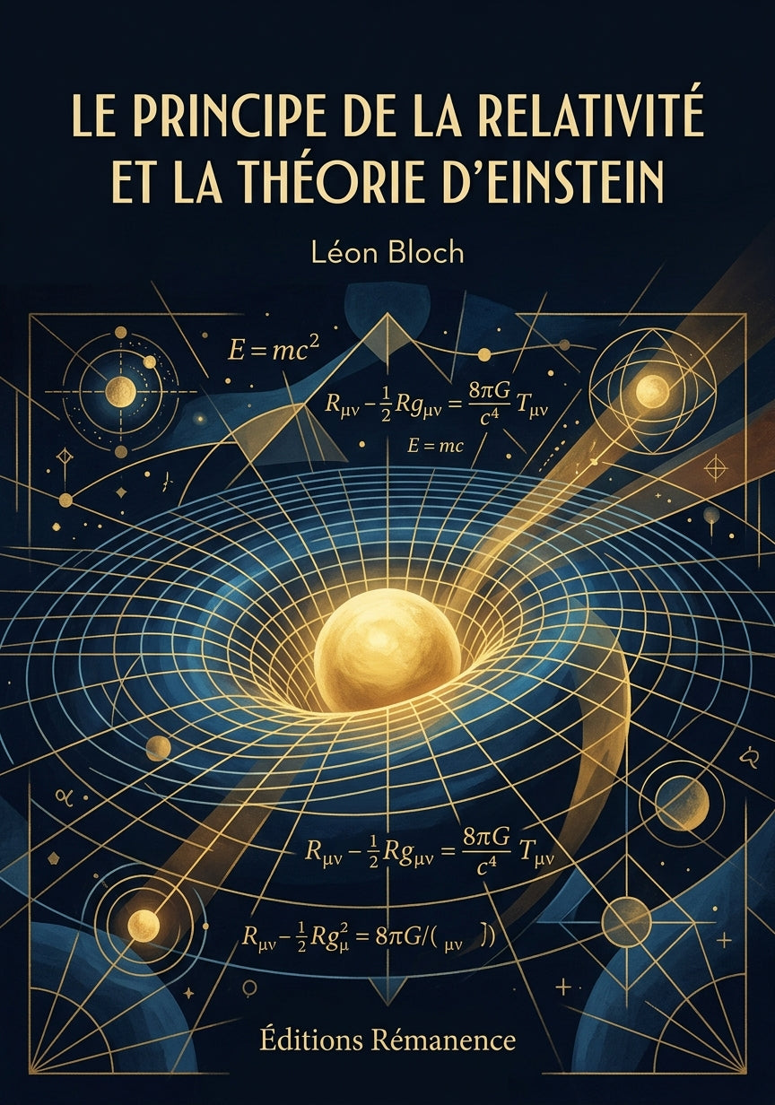 Livre Le Principe de la relativité et la théorie d’Einstein par Léon Bloch - Couverture - Editions Remanence