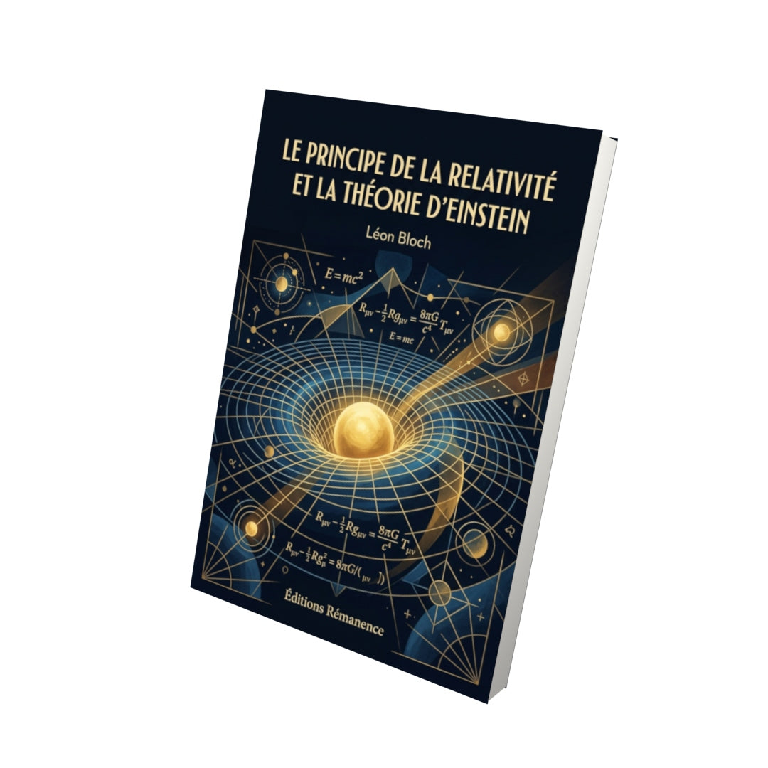 Livre Le Principe de la relativité et la théorie d’Einstein par Léon Bloch - Vue 3D - Editions Remanence