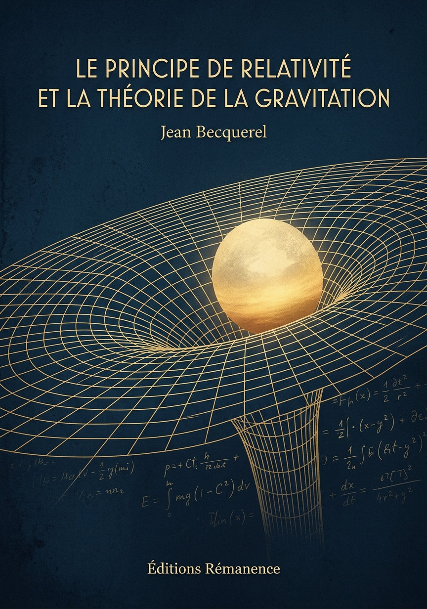 Livre Le Principe de relativité et la théorie de la gravitation par Jean Becquerel - Couverture - Editions Remanence