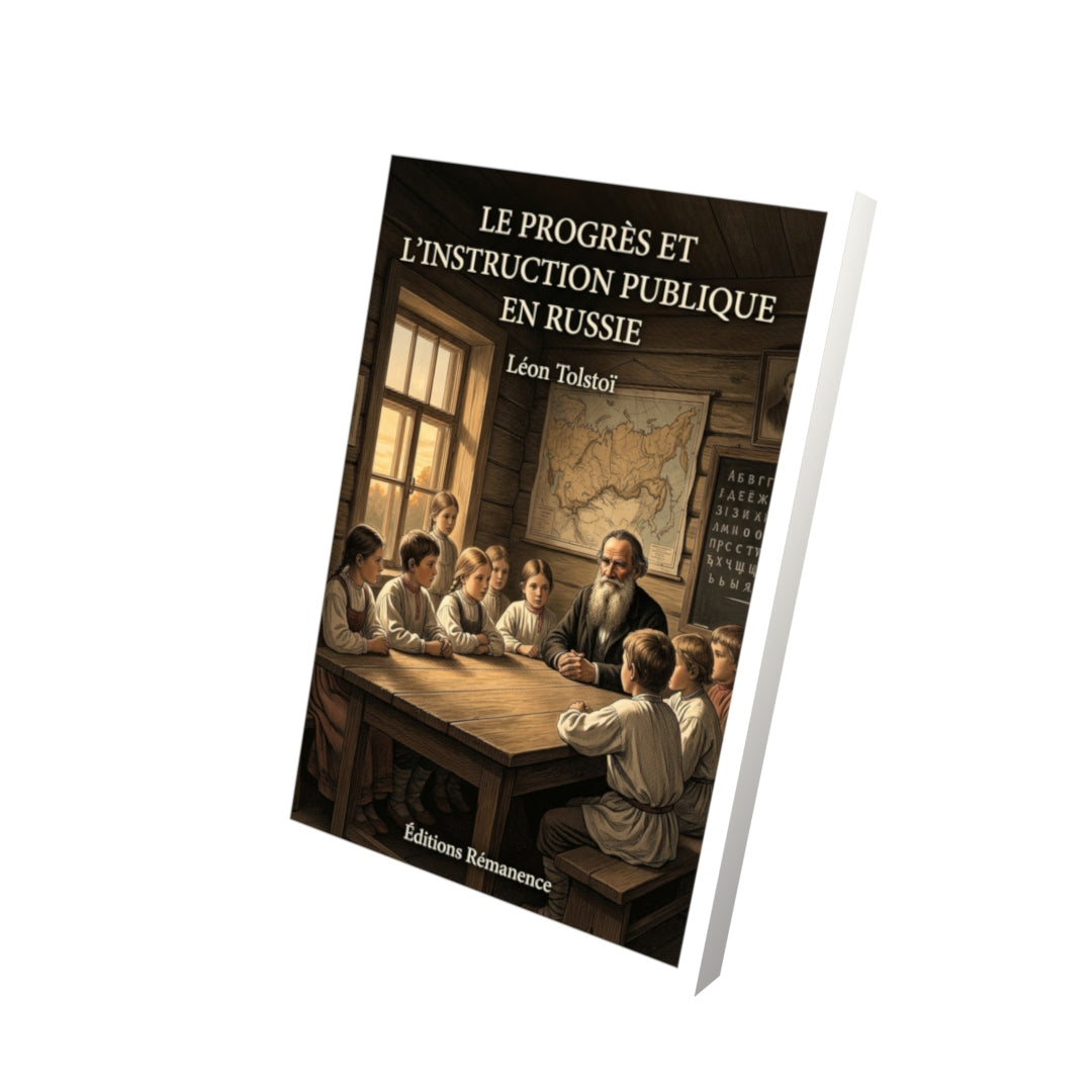 Livre Le Progrès et l’instruction publique en Russie par Léon Tolstoï - Vue 3D - Editions Remanence