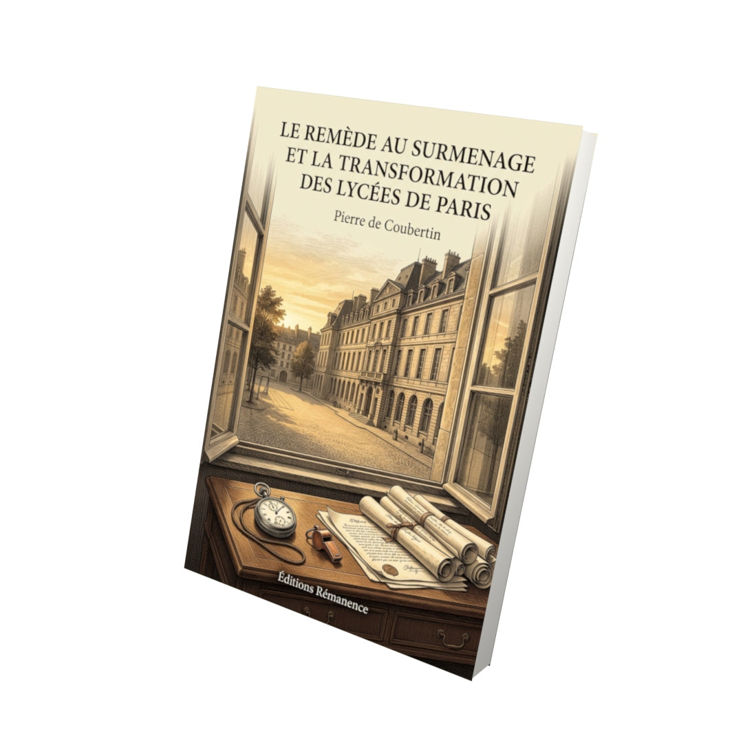 Livre Le Remède au surmenage et la transformation des lycées de Paris par Pierre de Coubertin - Vue 3D - Editions Remanence