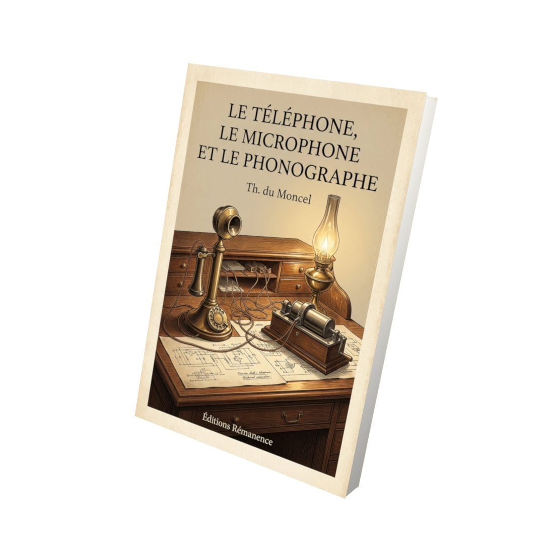 Livre Le Téléphone, le Microphone et le Phonographe - Th. du Moncel - Vue 3D - Editions Remanence