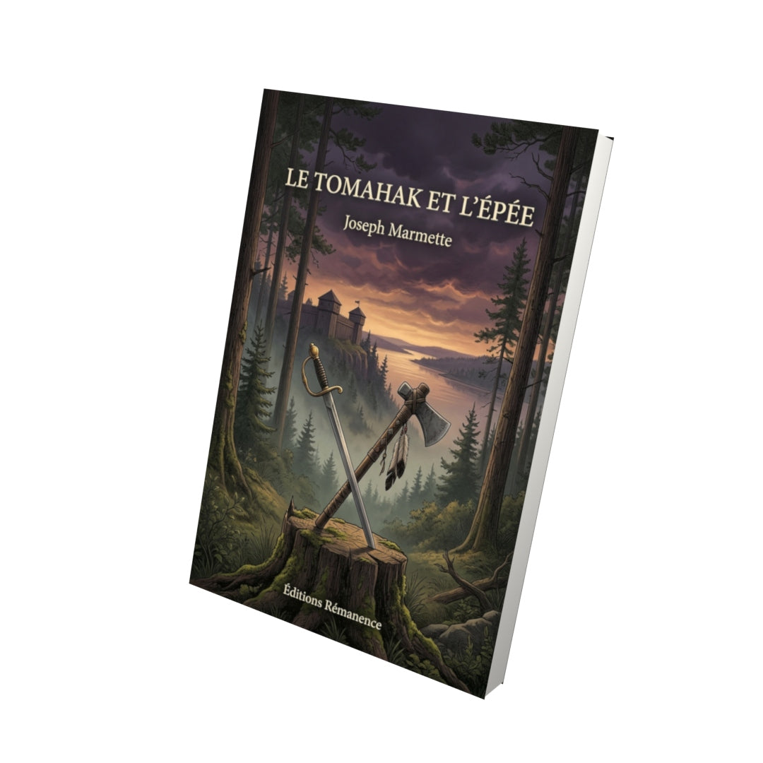 Livre Le tomahahk et L’épée par Joseph Marmette - Vue 3D - Editions Remanence