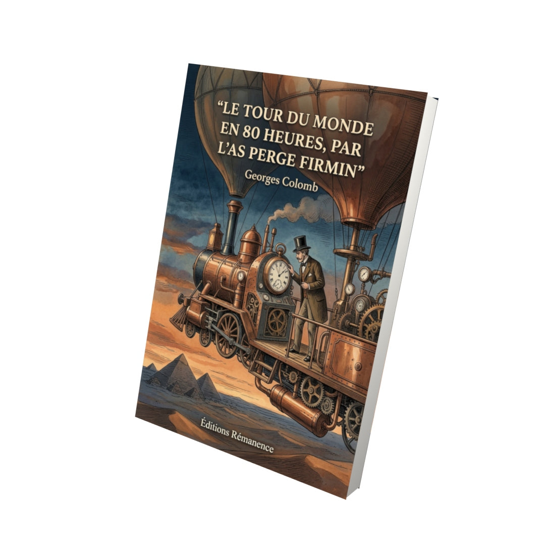 Livre Le Tour du Monde en 80 heures, par l’as Perge Firmin par Georges Colomb - Vue 3D - Editions Remanence