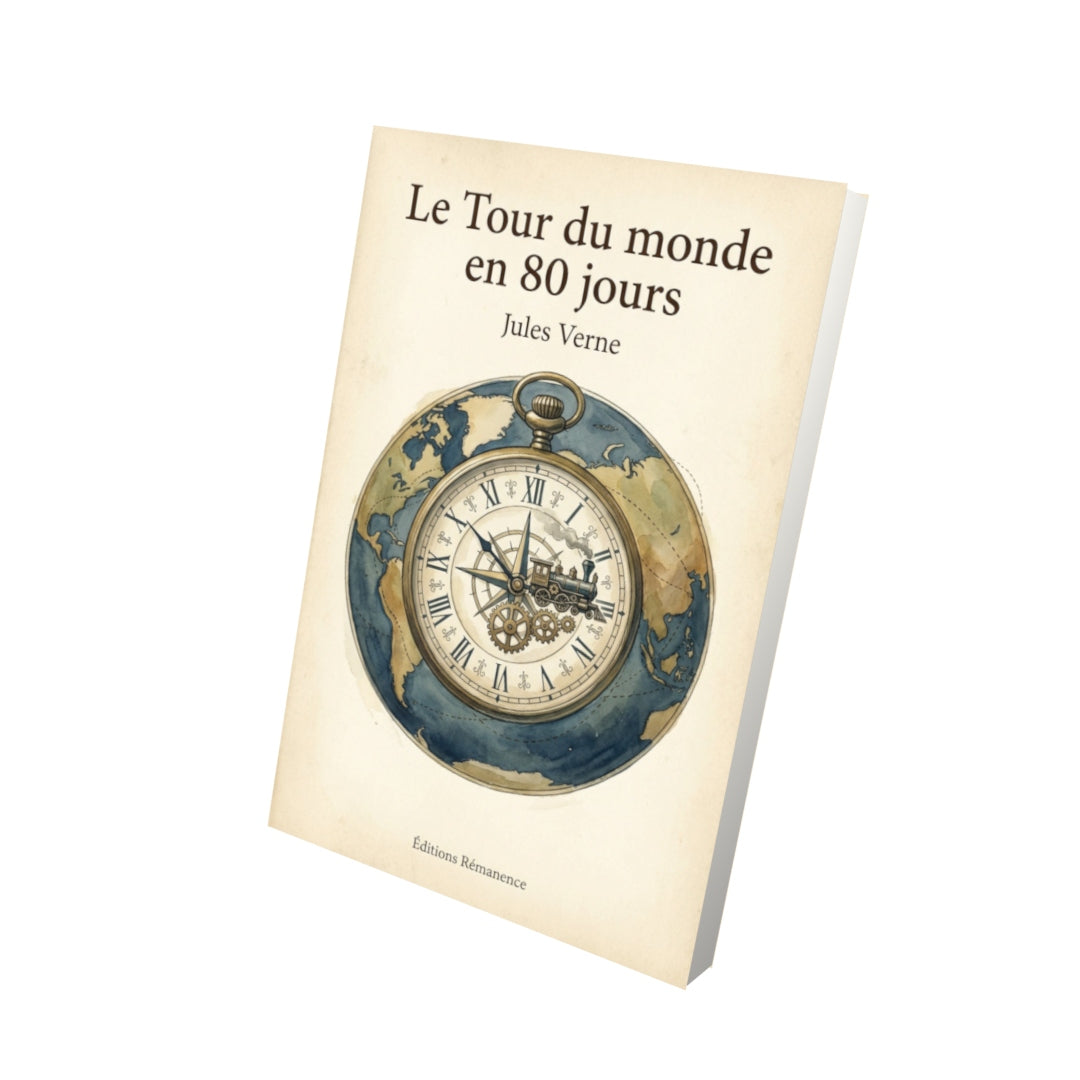 Livre Le Tour du monde en 80 jours - Jules Verne - Vue 3D - Editions Remanence