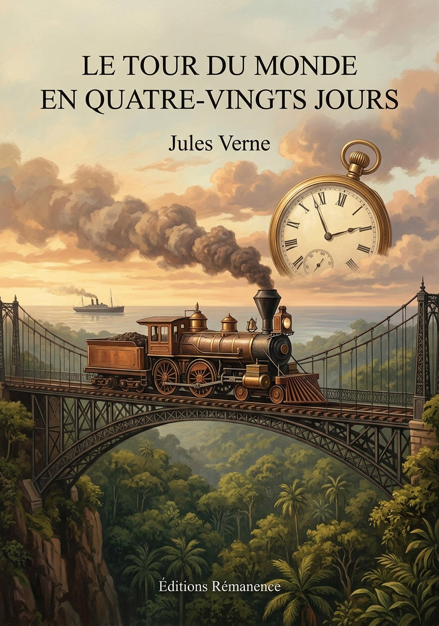 Livre Le Tour du monde en quatre-vingts jours par Jules Verne - Couverture - Editions Remanence