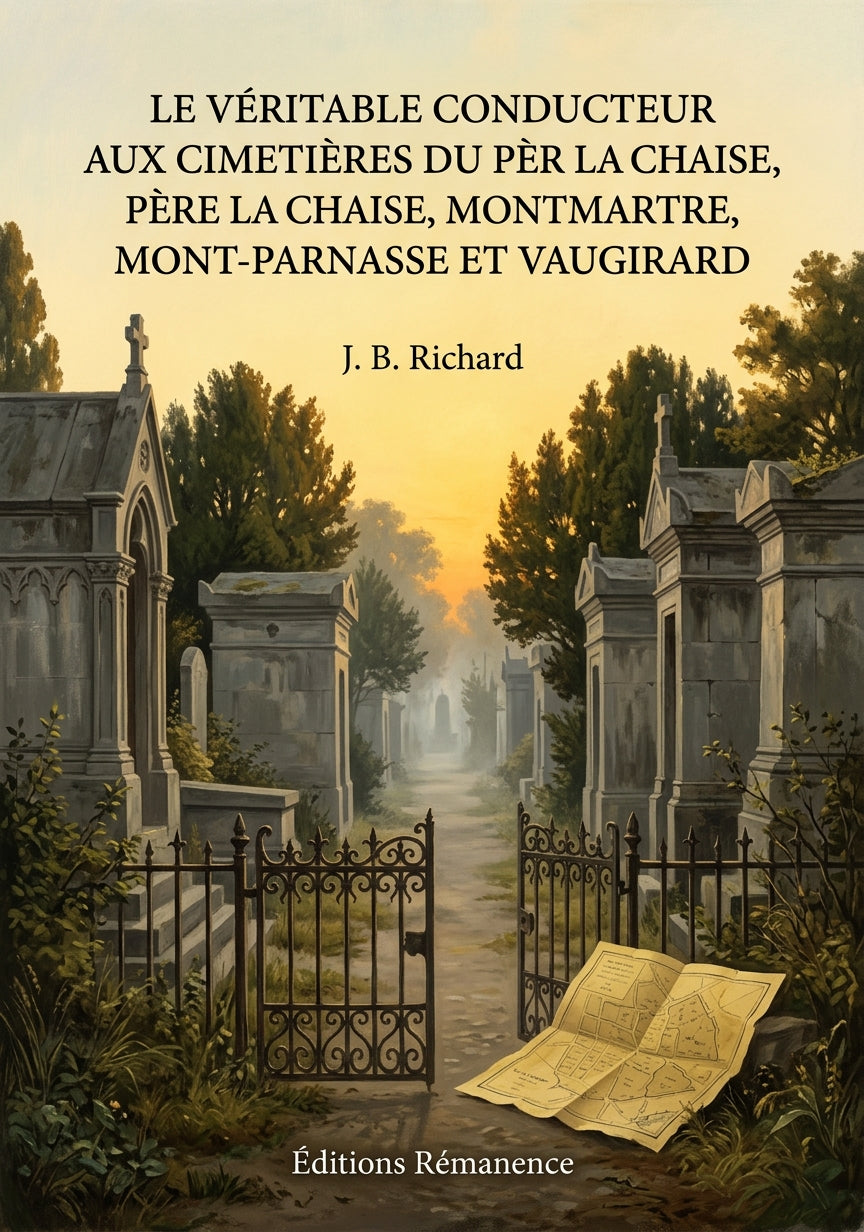 Livre Le véritable conducteur aux Cimetières du Père La Chaise, Montmartre, Mont-Parnasse et Vaugirard par J. B. Richard - Couverture - Editions Remanence