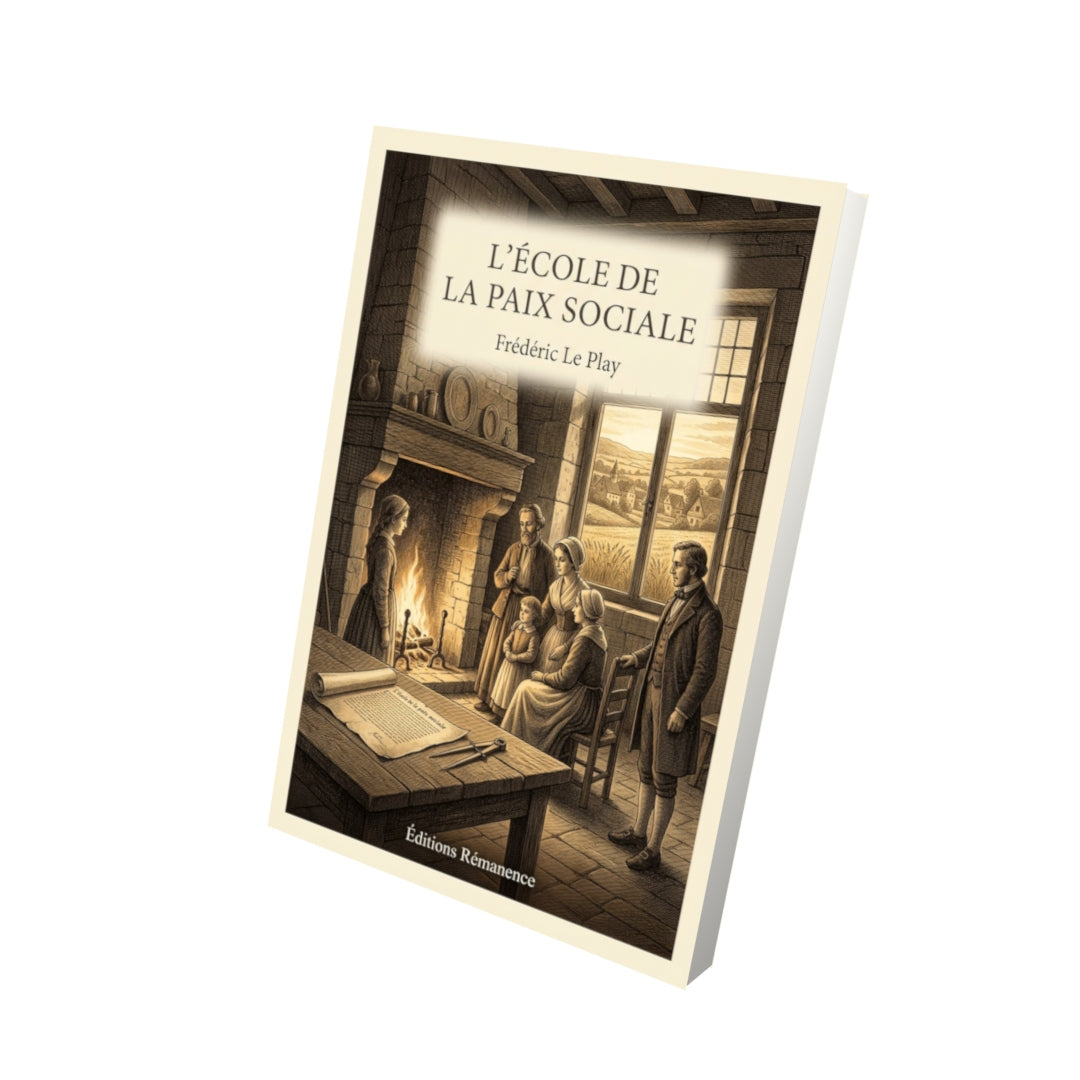 Livre L’École de la paix sociale par Frédéric Le Play - Vue 3D - Editions Remanence