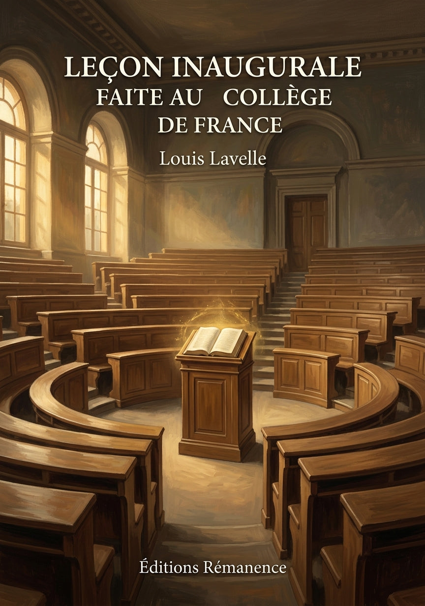 Livre Leçon inaugurale faite au Collège de France par Louis Lavelle - Couverture - Editions Remanence