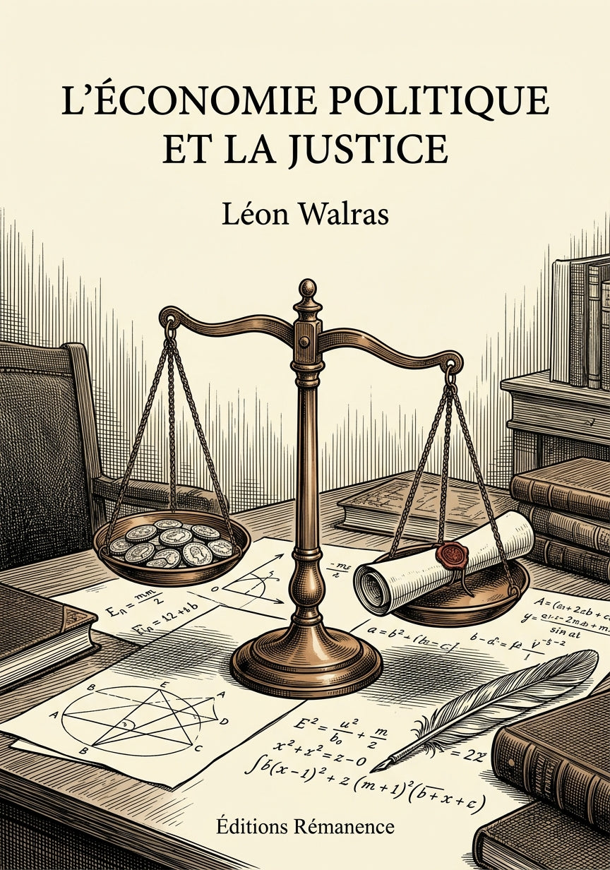 Livre L’Économie politique et la justice par Léon Walras - Couverture - Editions Remanence