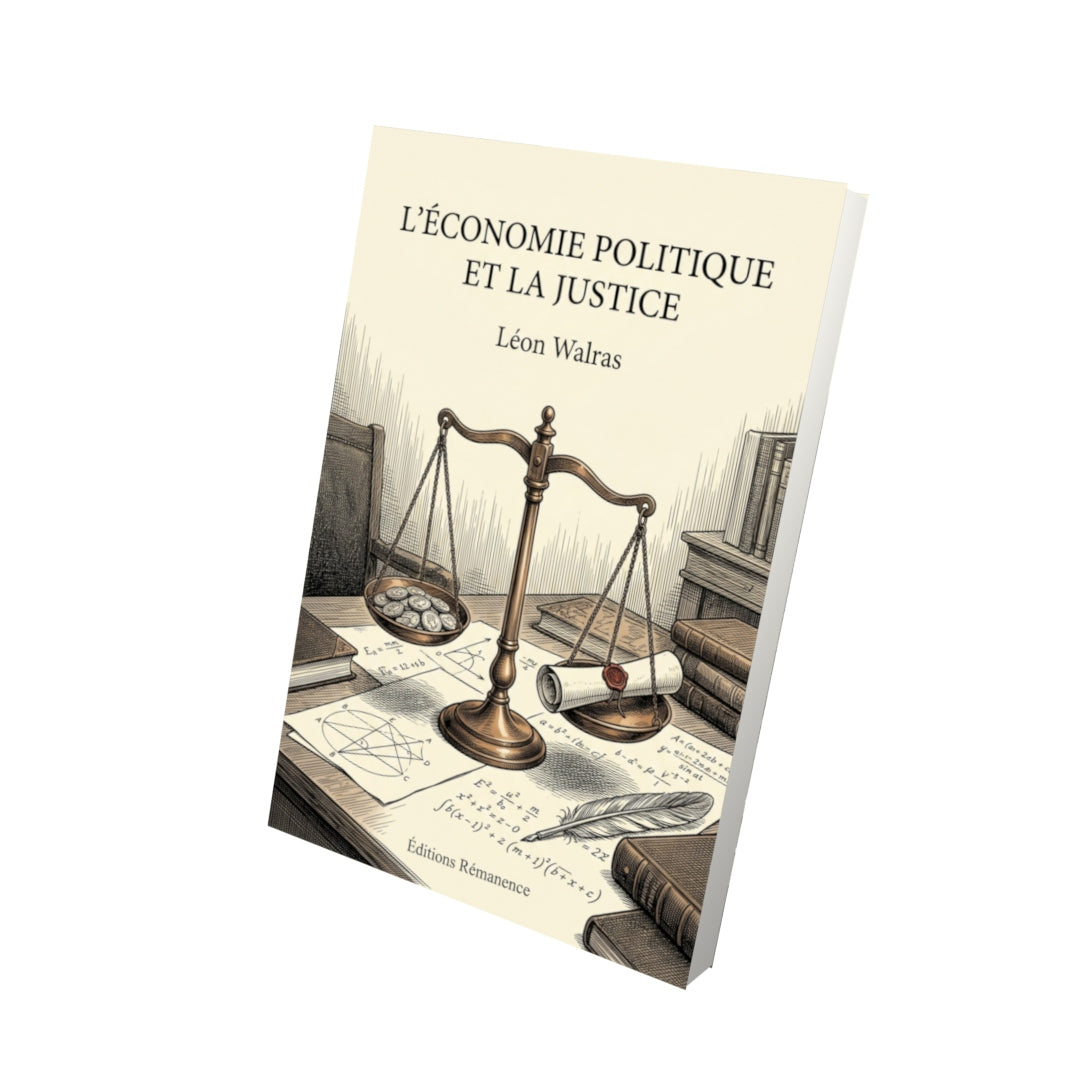 Livre L’Économie politique et la justice par Léon Walras - Vue 3D - Editions Remanence