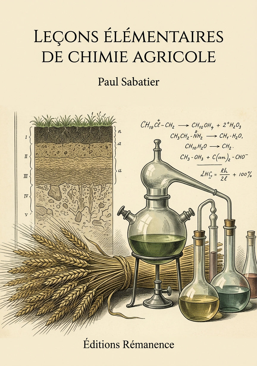 Livre Leçons élémentaires de chimie agricole par Paul Sabatier - Couverture - Editions Remanence