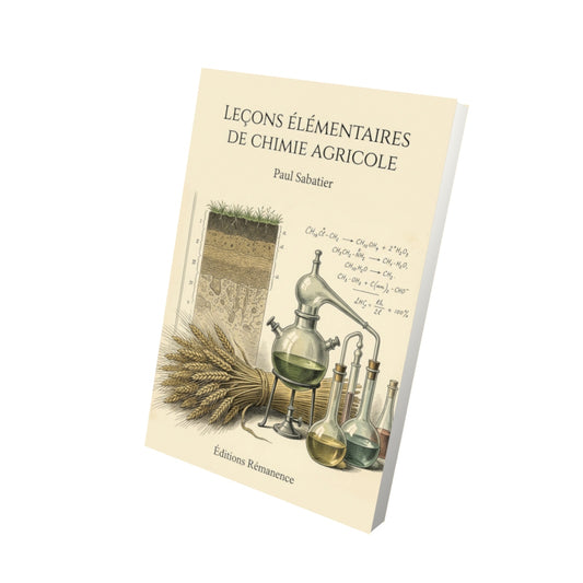 Livre Leçons élémentaires de chimie agricole par Paul Sabatier - Vue 3D - Editions Remanence