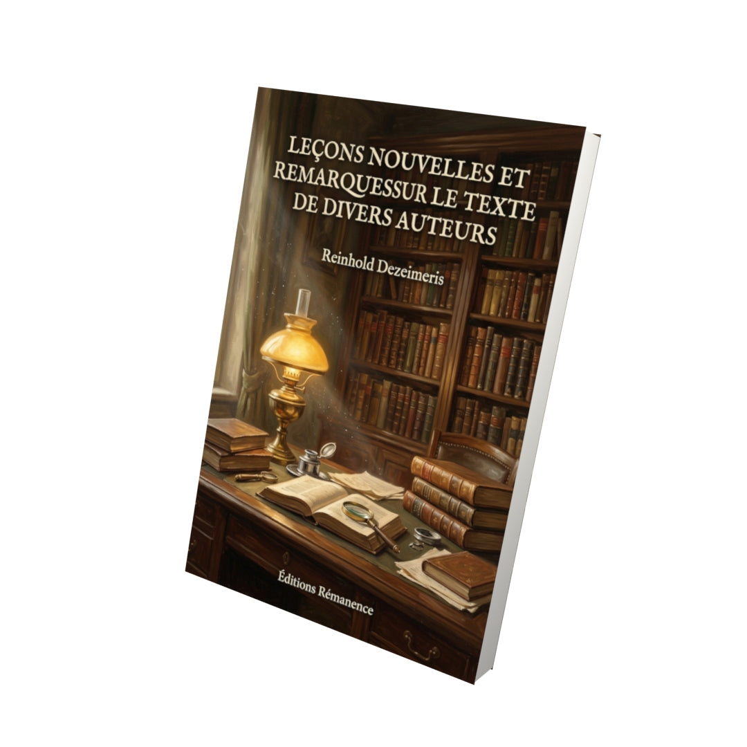 Livre Leçons nouvelles et remarques sur le texte de divers auteurs par Reinhold Dezeimeris - Vue 3D - Editions Remanence