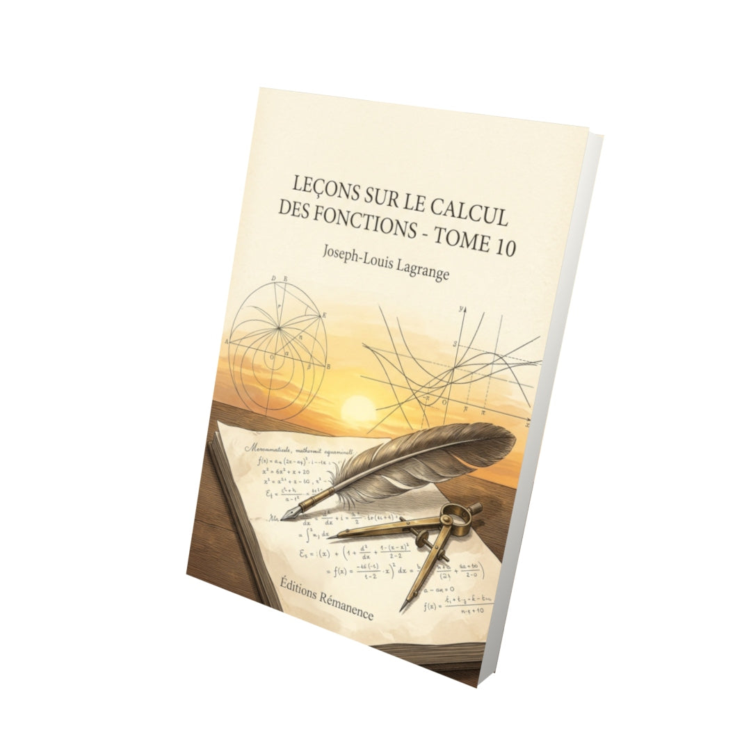 Livre Leçons sur le calcul des fonctions - Tome 10 par Joseph-Louis Lagrange - Vue 3D - Editions Remanence
