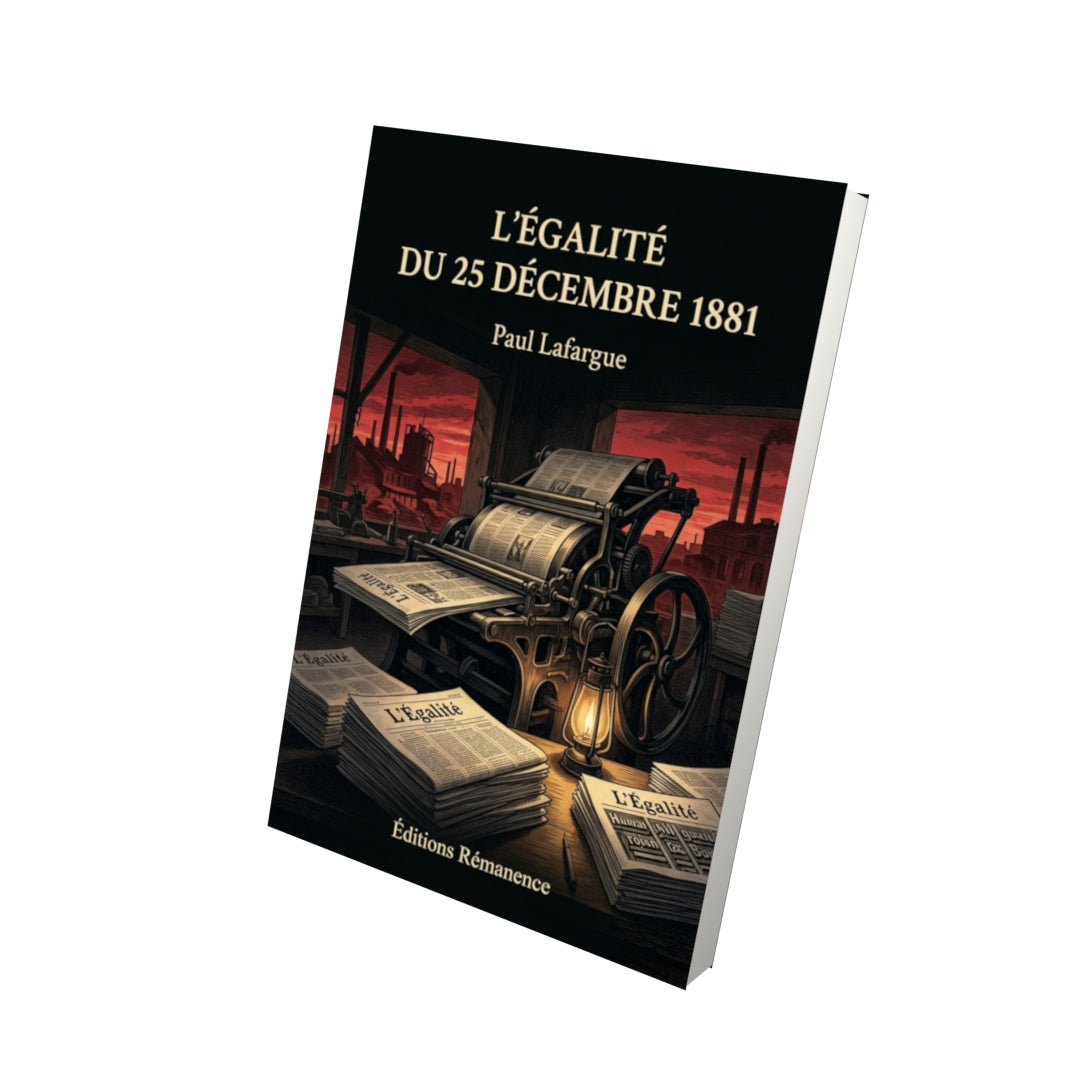 Livre L’Égalité du 25 décembre 1881 par Paul Lafargue - Vue 3D - Editions Remanence