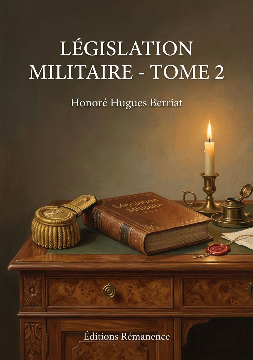 Livre Législation militaire - Tome 2 par Honoré Hugues Berriat - Couverture - Editions Remanence