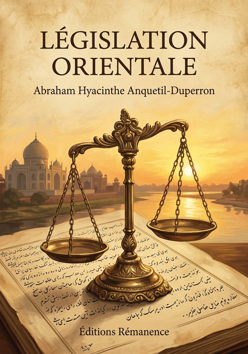 Livre Législation orientale par Abraham Hyacinthe Anquetil-Duperron - Couverture - Editions Remanence