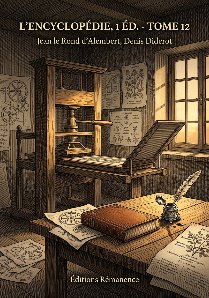 Livre L’Encyclopédie, 1 éd. - Tome 12 par Jean le Rond d’Alembert, Denis Diderot - Couverture - Editions Remanence