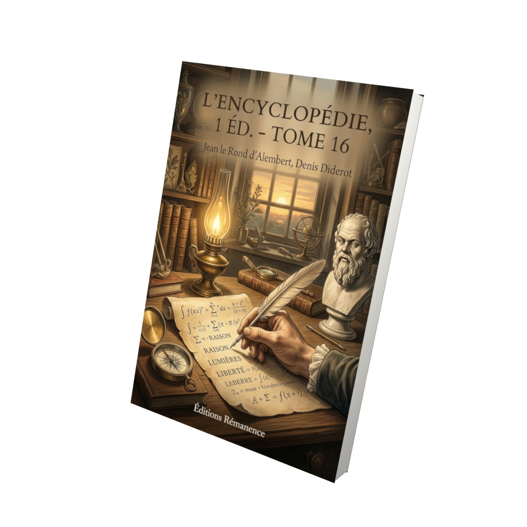 Livre L’Encyclopédie, 1 éd. - Tome 16 par Jean le Rond d’Alembert, Denis Diderot - Vue 3D - Editions Remanence
