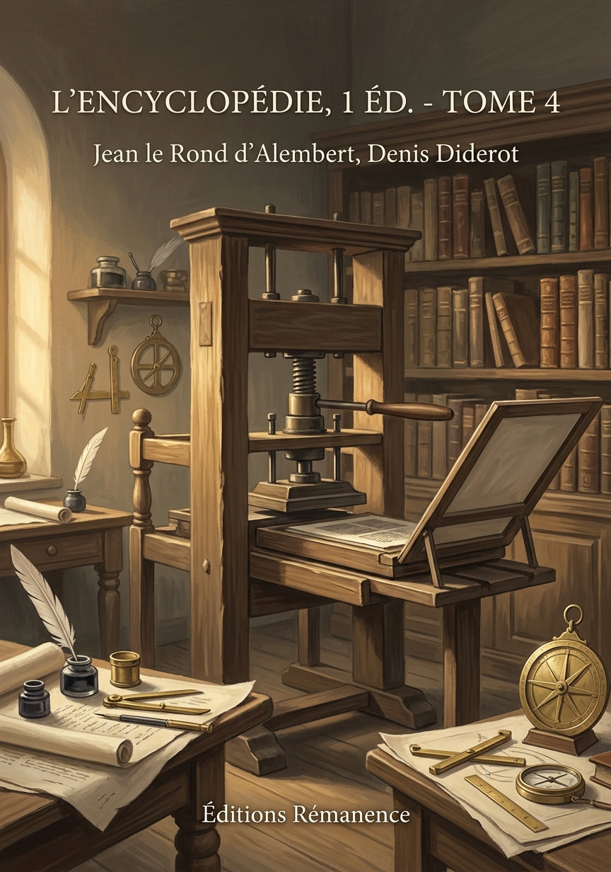 Livre L’Encyclopédie, 1 éd. - Tome 4 par Jean le Rond d’Alembert, Denis Diderot - Couverture - Editions Remanence