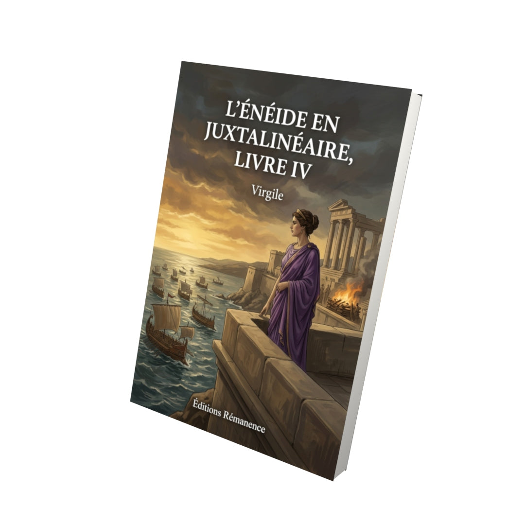 Livre L’Énéide en juxtalinéaire, livre IV par Virgile - Vue 3D - Editions Remanence