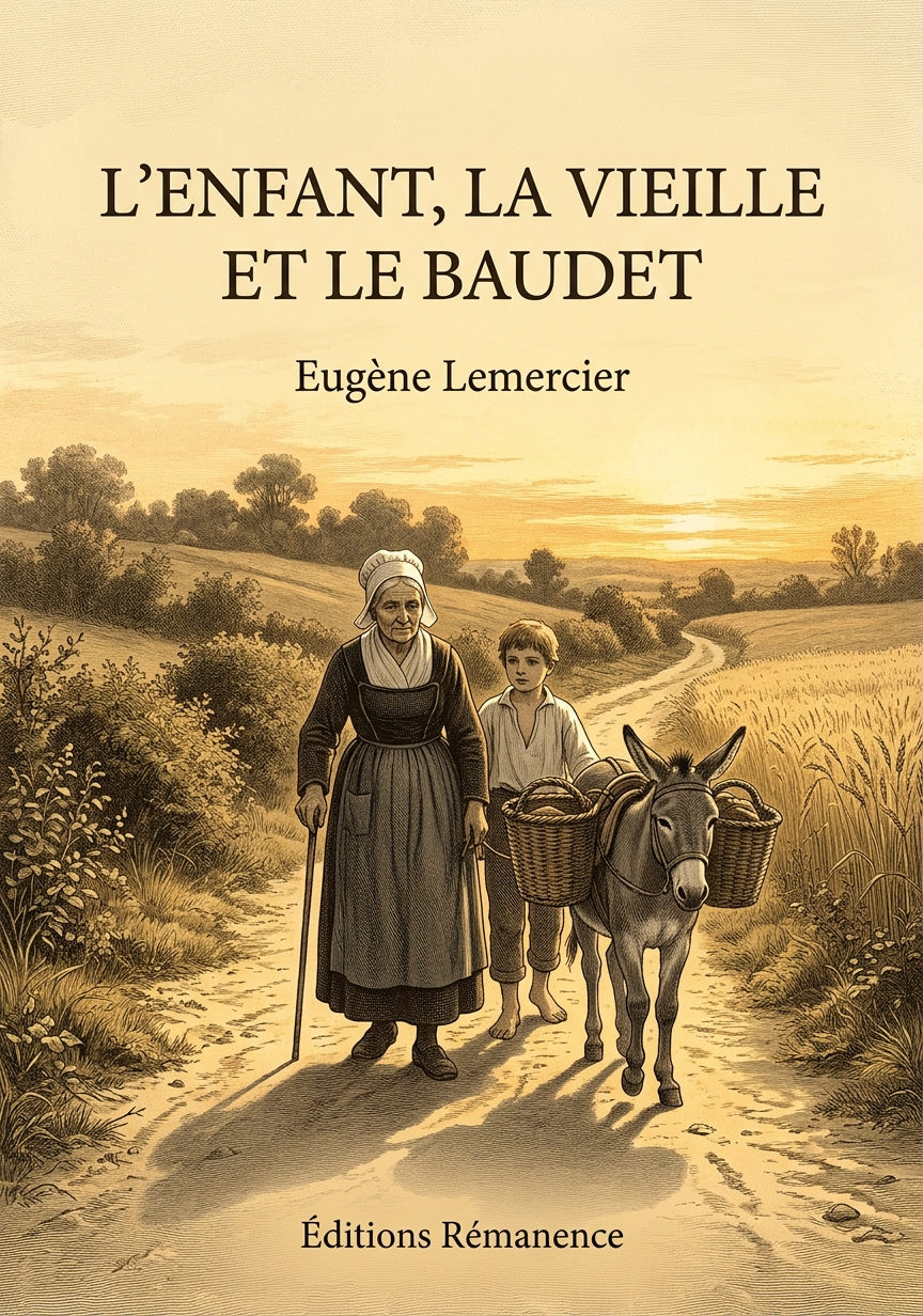 Livre L’Enfant, la Vieille et le Baudet par Eugène Lemercier - Couverture - Editions Remanence