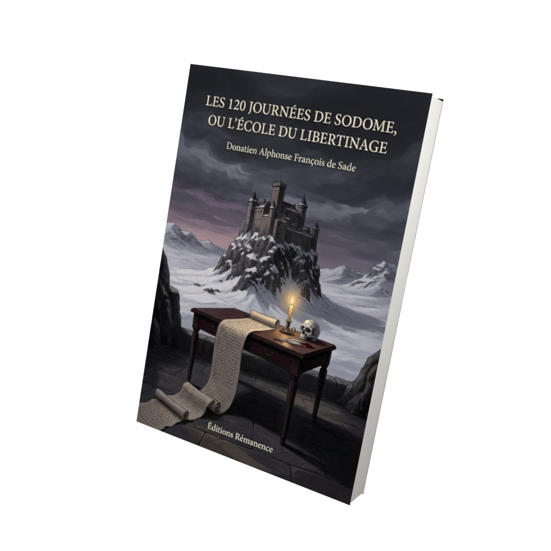 Livre Les 120 Journées de Sodome, ou l’École du libertinage par Donatien Alphonse François de Sade - Vue 3D - Editions Remanence