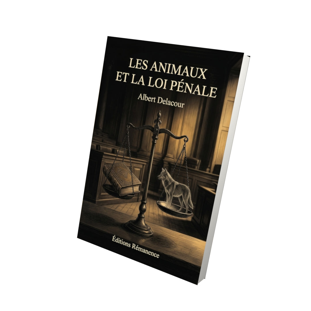 Livre Les animaux et la loi pénale par Albert Delacour - Vue 3D - Editions Remanence