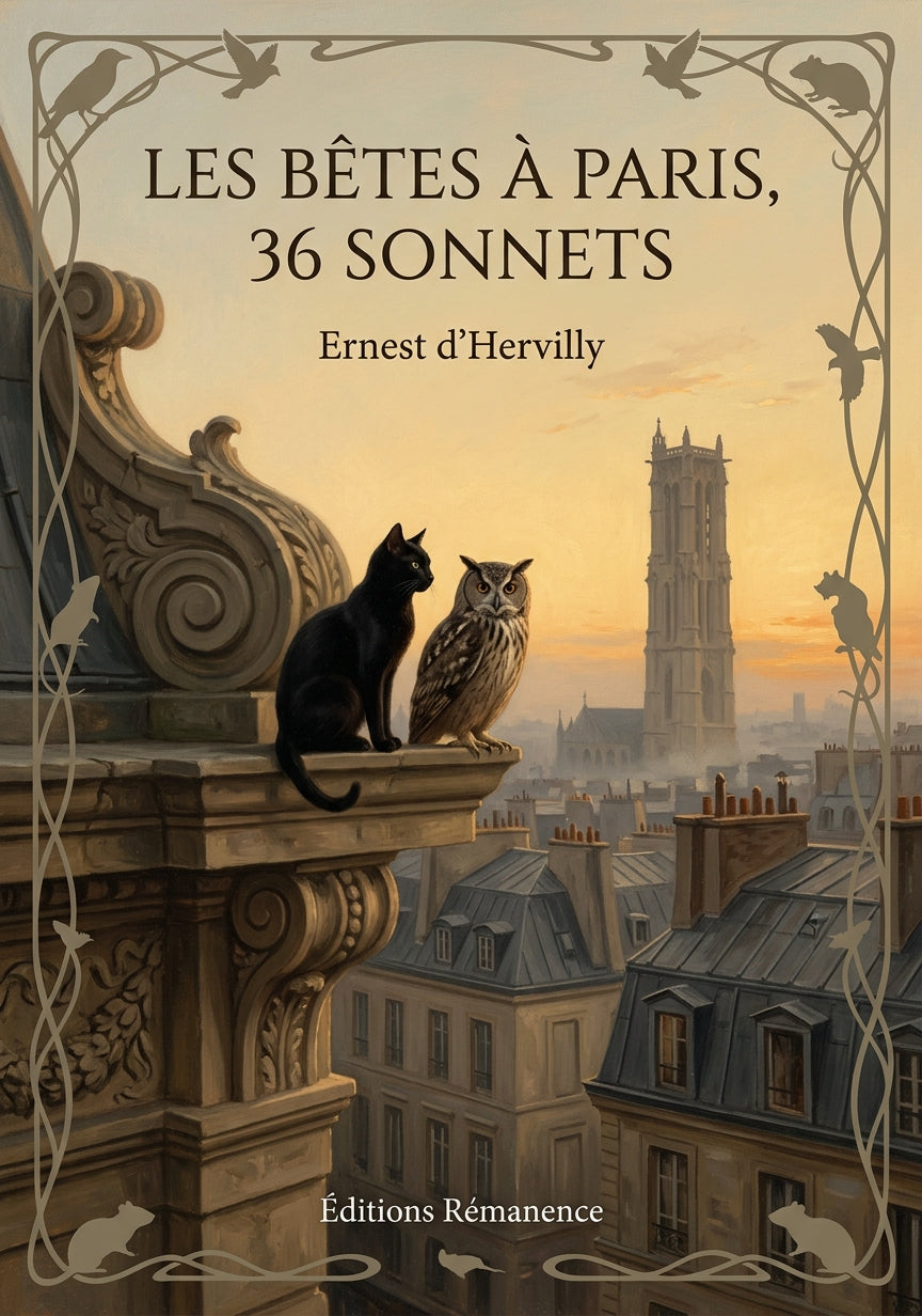 Livre Les bêtes à Paris, 36 sonnets par Ernest d’Hervilly - Couverture - Editions Remanence