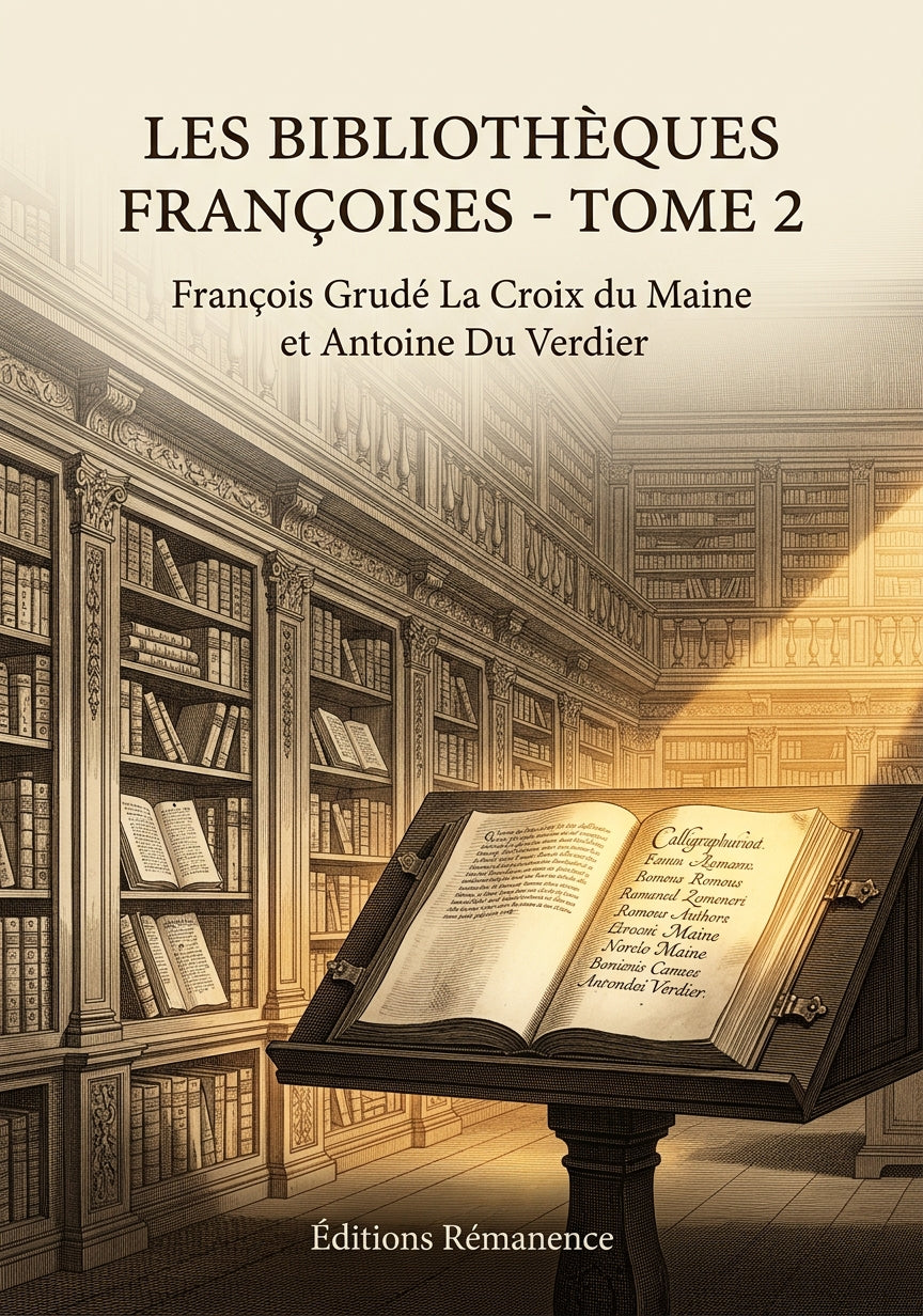 Livre Les Bibliothèques françoises - Tome 2 par François Grudé La Croix du Maine et Antoine Du Verdier - Couverture - Editions Remanence