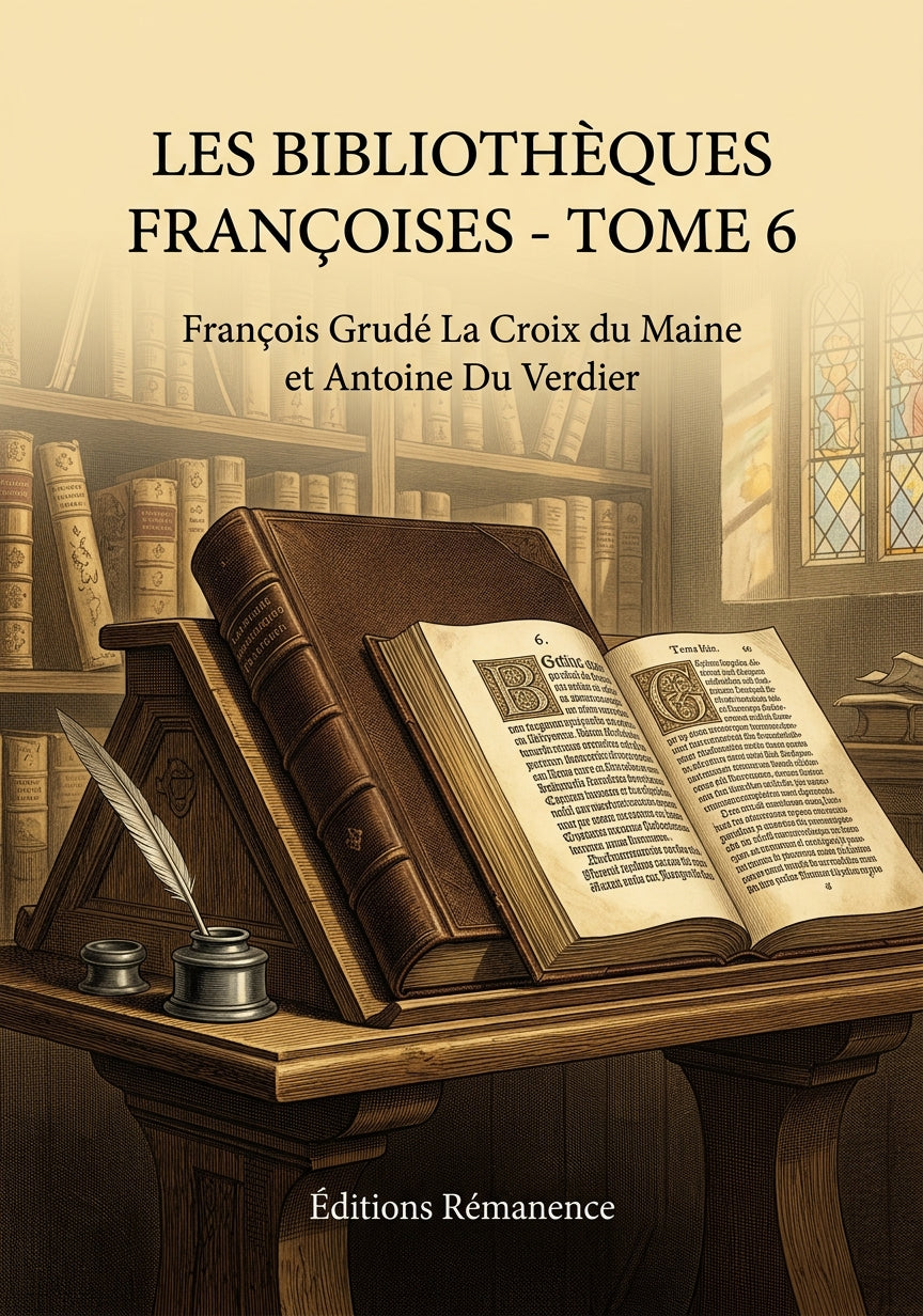Livre Les Bibliothèques françoises - Tome 6 par François Grudé La Croix du Maine et Antoine Du Verdier - Couverture - Editions Remanence