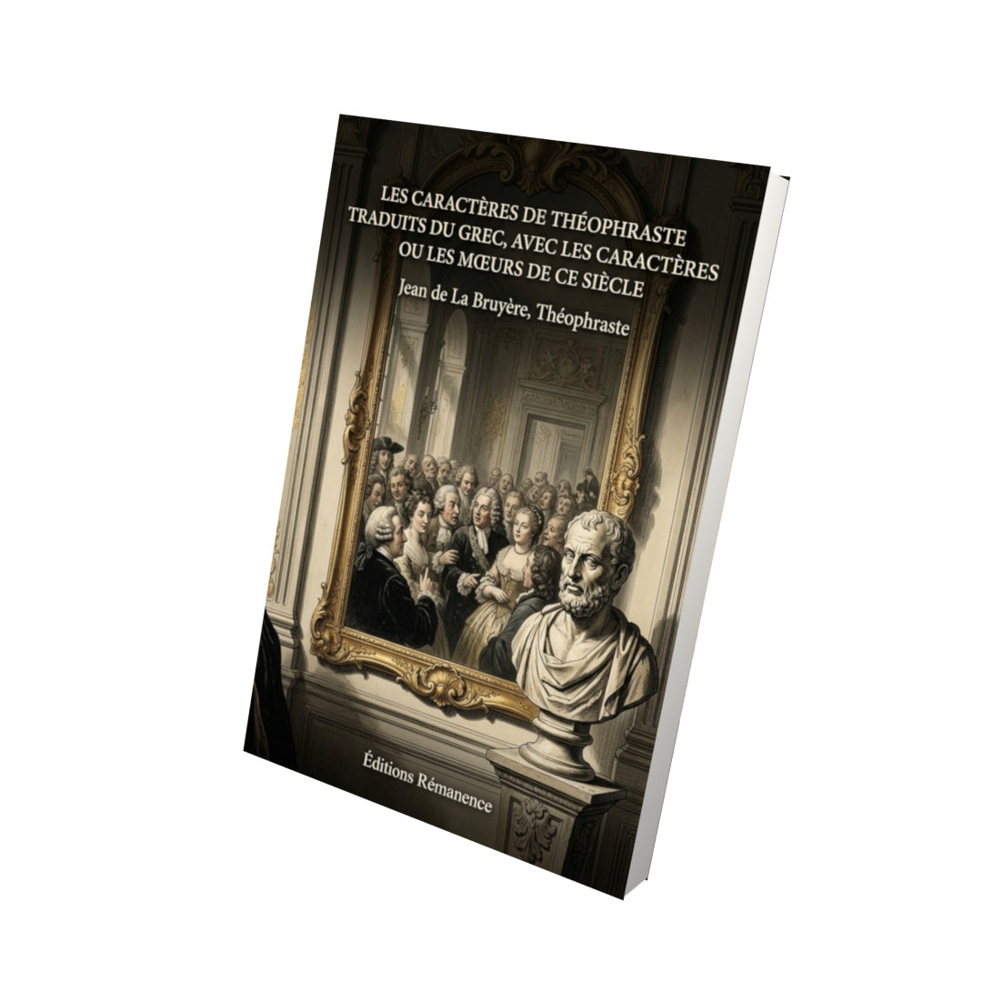 Livre Les Caractères de Théophraste traduits du grec, avec Les Caractères ou les Mœurs de ce siècle par Jean de La Bruyère, Théophraste - Vue 3D - Editions Remanence