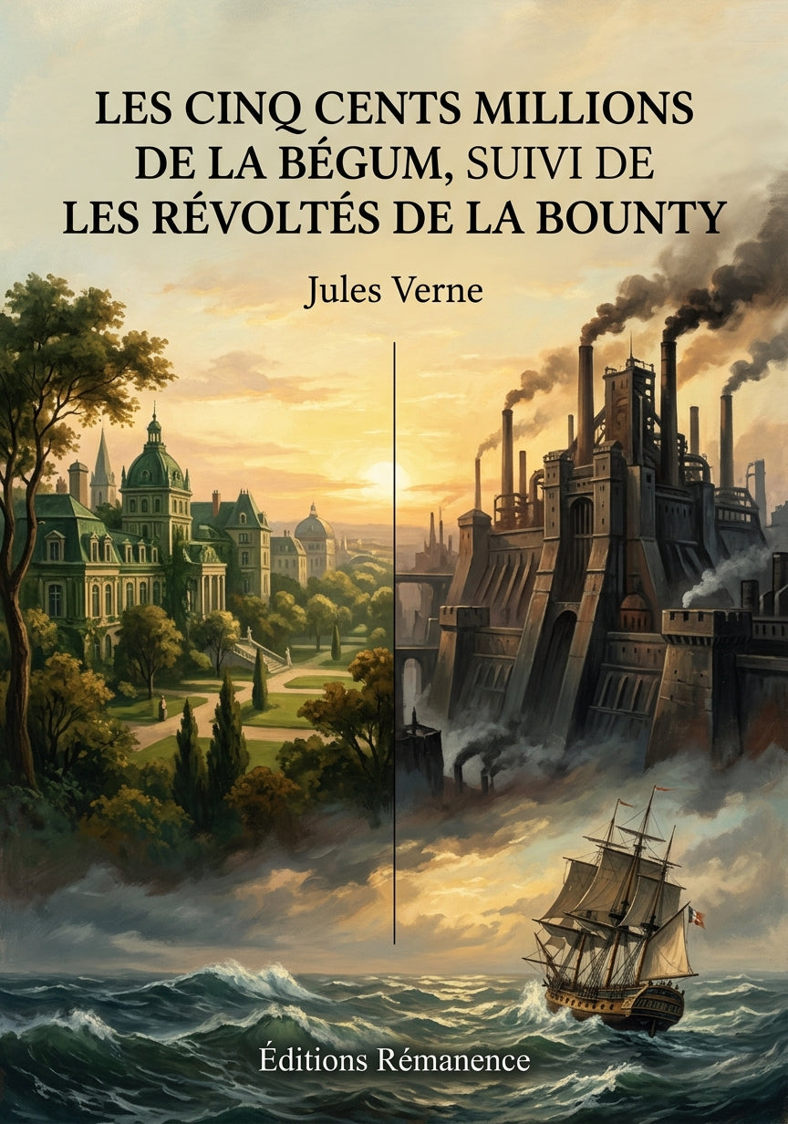 Livre Les Cinq Cents Millions de la Bégum, suivi de Les Révoltés de la Bounty par Jules Verne - Couverture - Editions Remanence