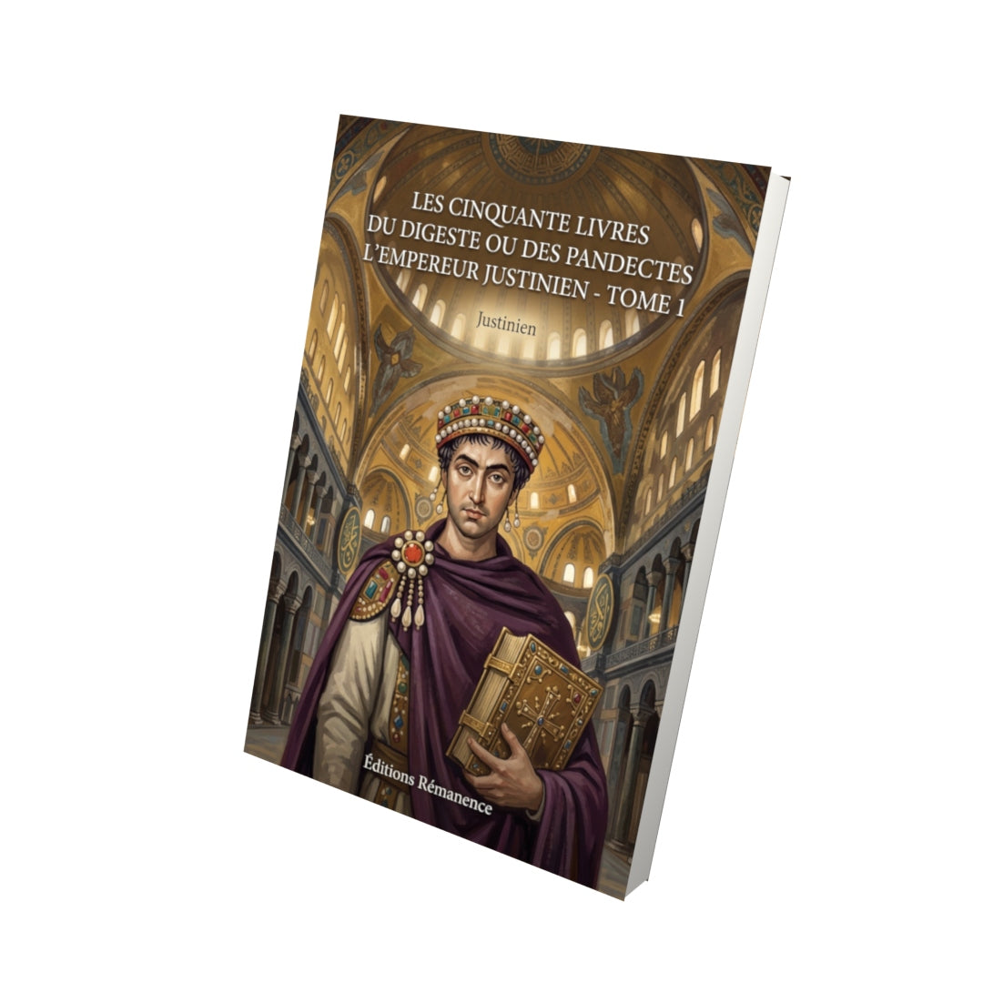 Livre Les cinquante livres du Digeste ou des Pandectes de l'Empereur Justinien - Tome 1 par Justinien - Vue 3D - Editions Remanence