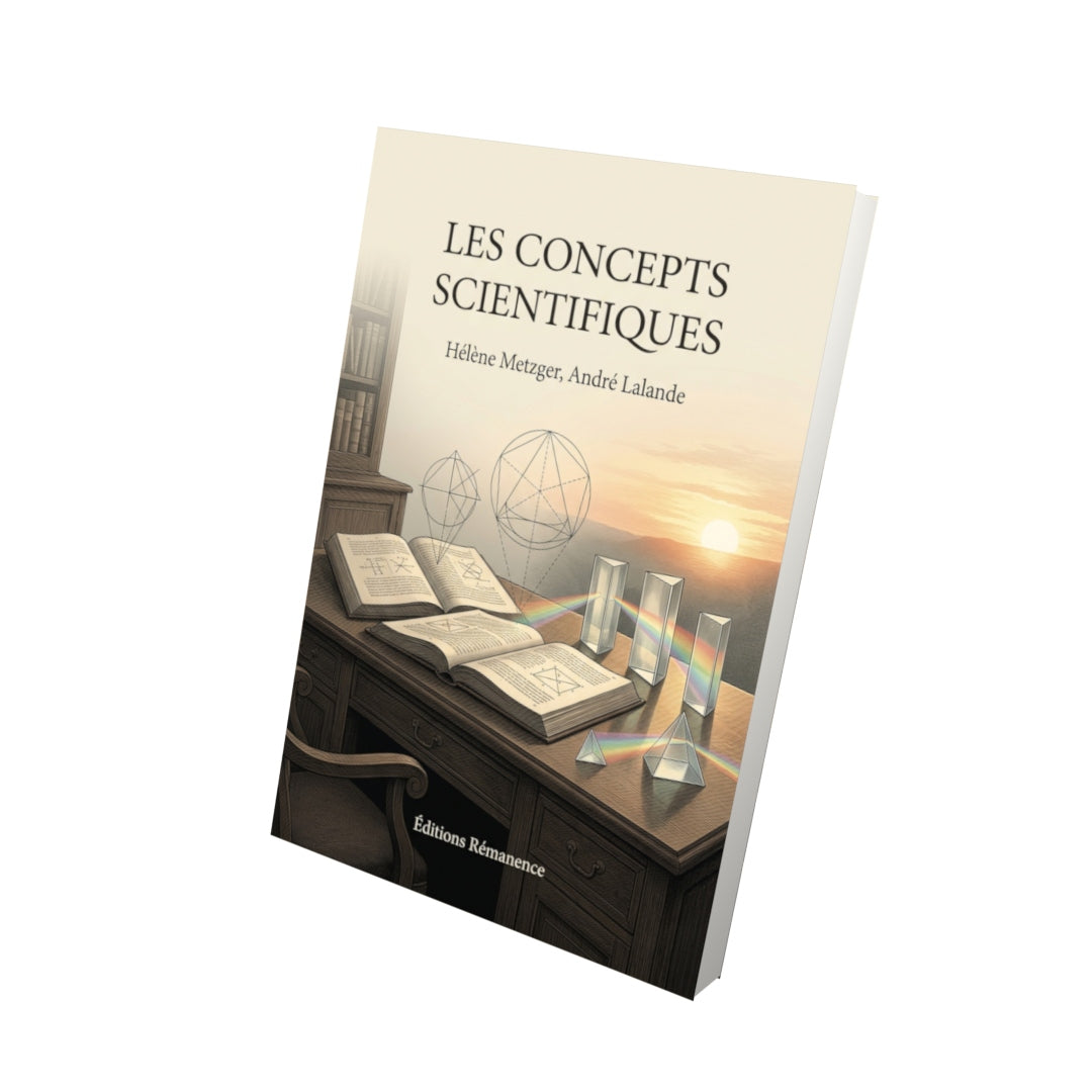 Livre Les Concepts scientifiques par Hélène Metzger, André Lalande - Vue 3D - Editions Remanence