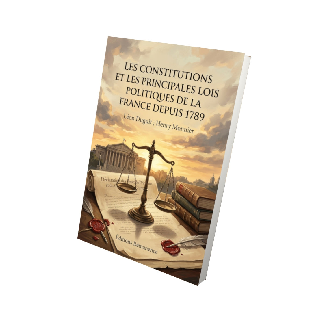 Livre Les constitutions et les principales lois politiques de la France depuis 1789 par Léon Duguit ; Henry Monnier - Vue 3D - Editions Remanence