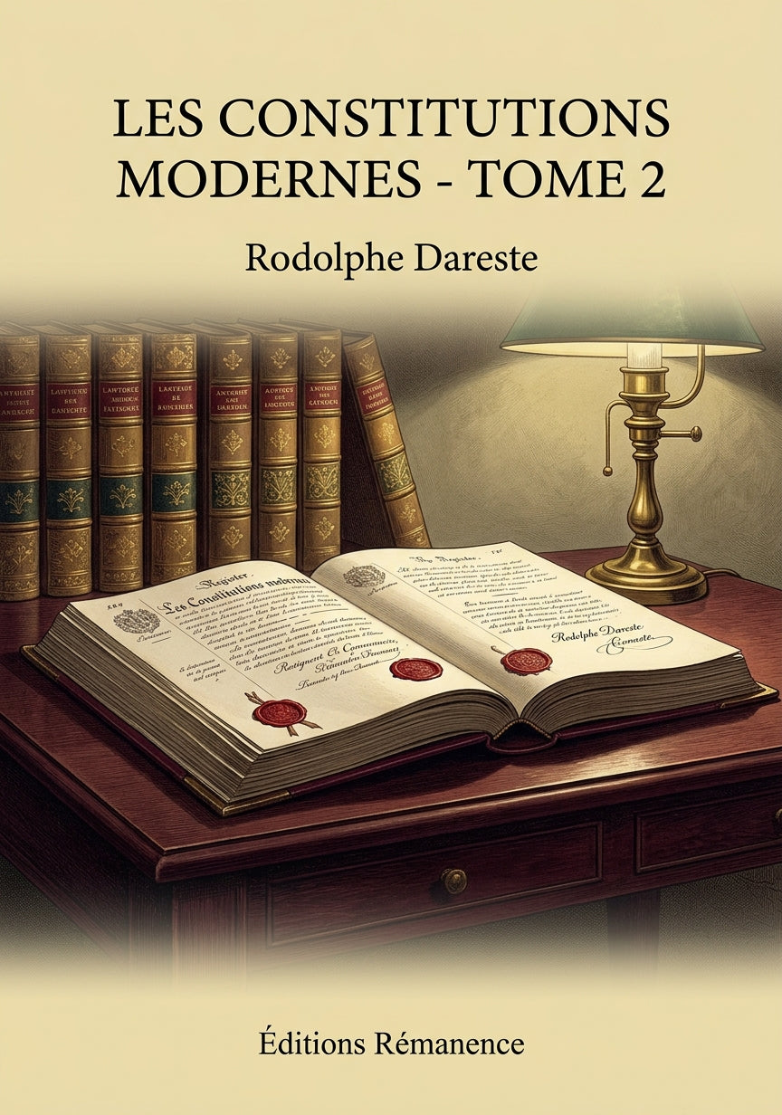 Livre Les Constitutions modernes - Tome 2 par Rodolphe Dareste - Couverture - Editions Remanence