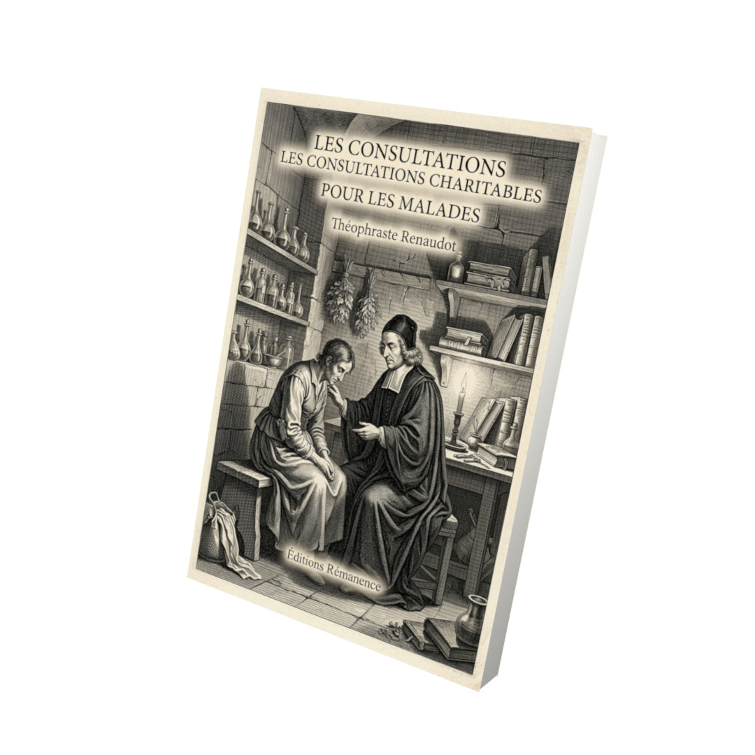 Livre Les Consultations charitables pour les malades par Théophraste Renaudot - Vue 3D - Editions Remanence