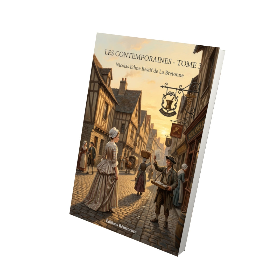 Livre Les Contemporaines - Tome 3 par Nicolas Edme Restif de La Bretonne - Vue 3D - Editions Remanence