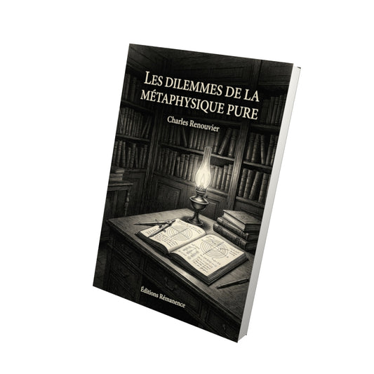 Livre Les Dilemmes de la métaphysique pure par Charles Renouvier - Vue 3D - Editions Remanence