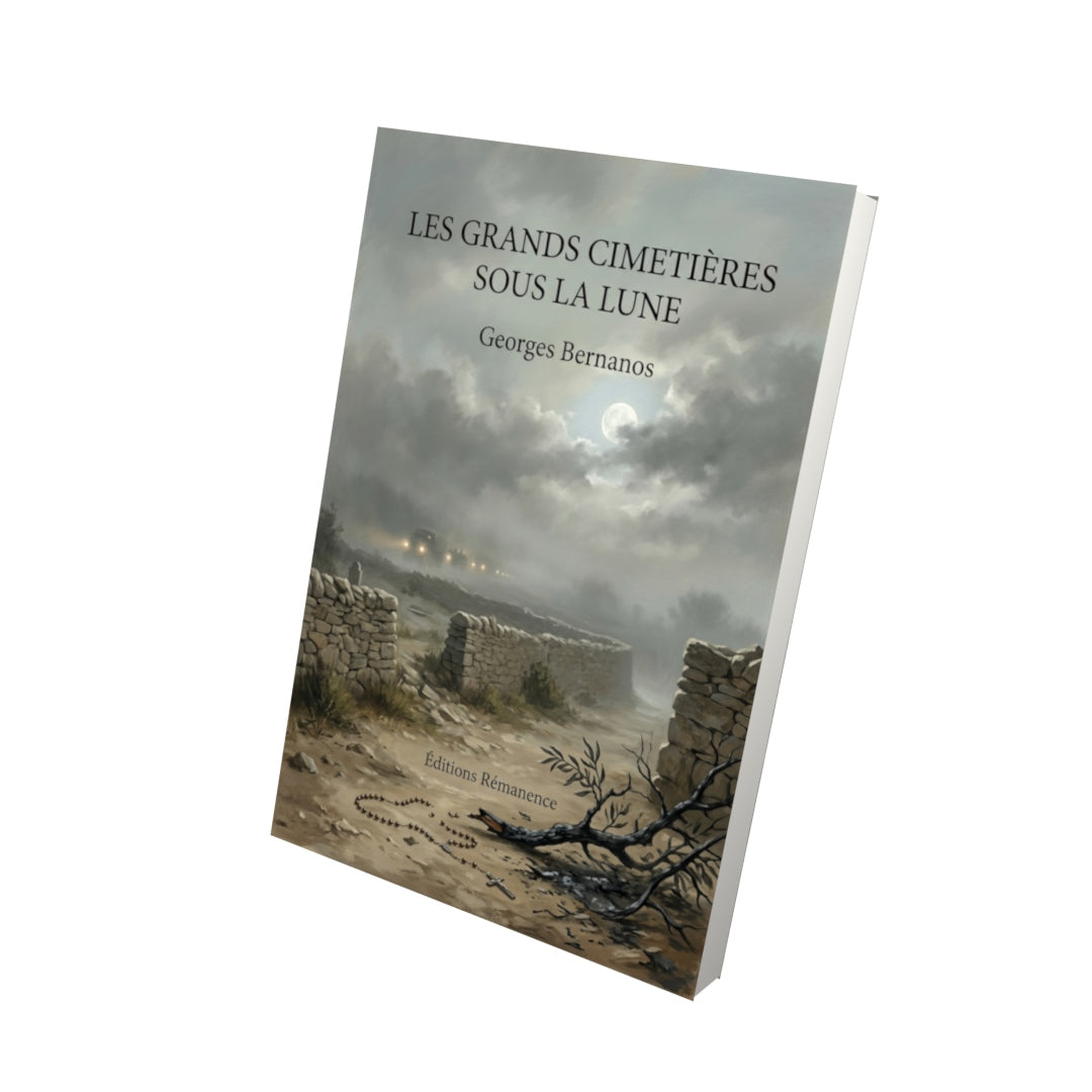 Livre Les Grands Cimetières sous la lune par Georges Bernanos - Vue 3D - Editions Remanence