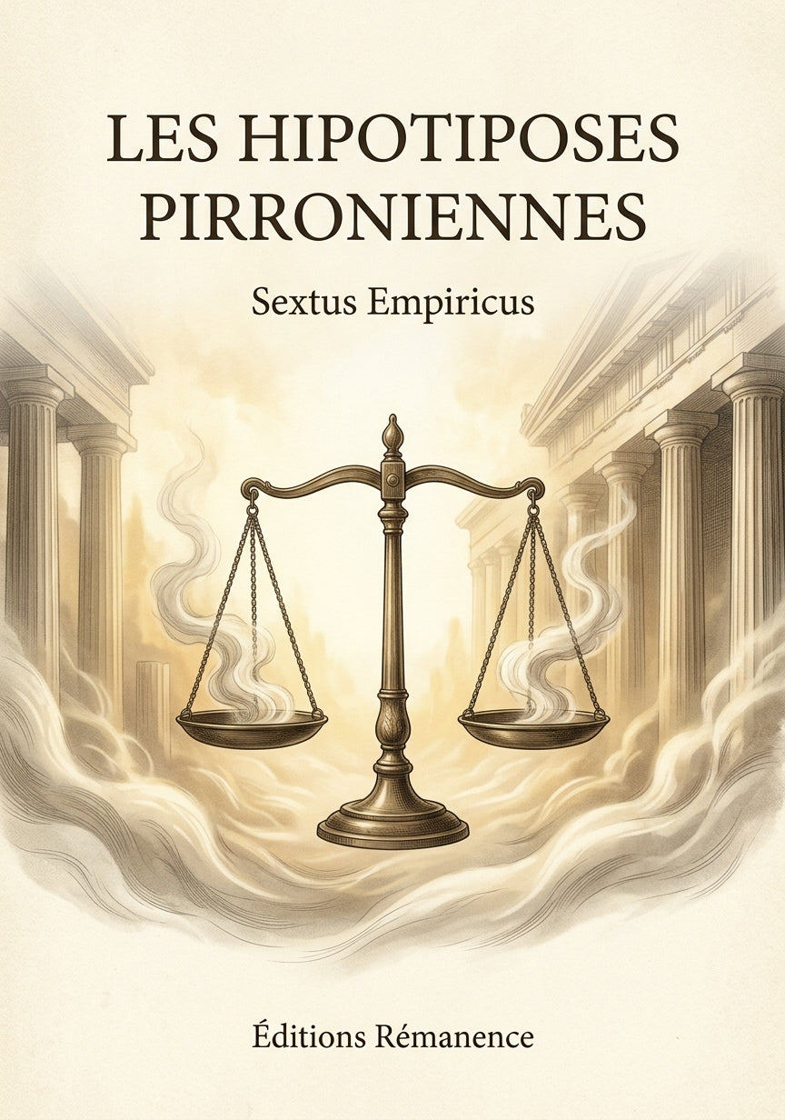 Livre Les Hipotiposes pirroniennes par Sextus Empiricus - Couverture - Editions Remanence